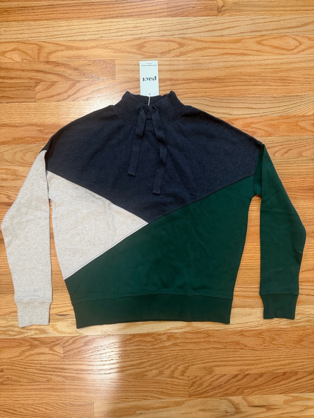 Pact Organic Cotton Colorblock Mock Neck Sweatshirt XS NWT